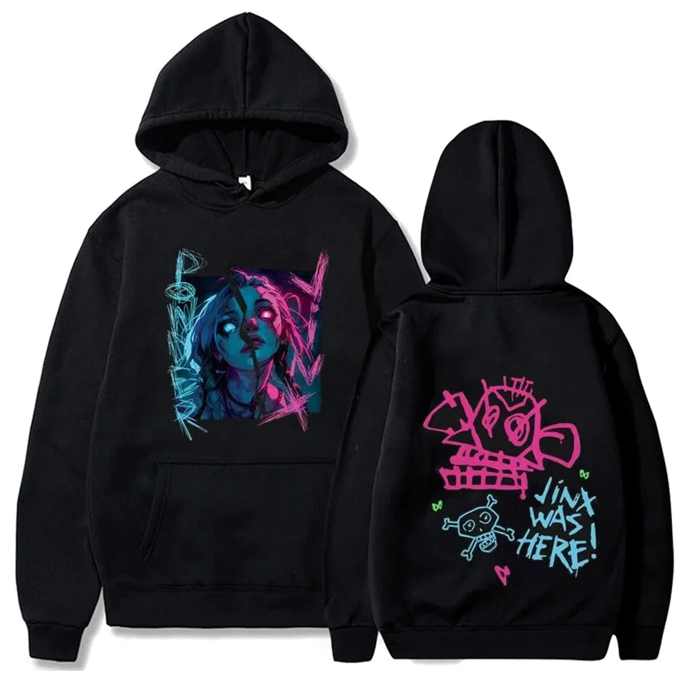 Arcane-Jinx Hoodies Men Women Fleece Long Sleeve Harajuku Casual Sweatshirts Anime Cartoon Hoodie Hip Hop Pullovers Fans Gift